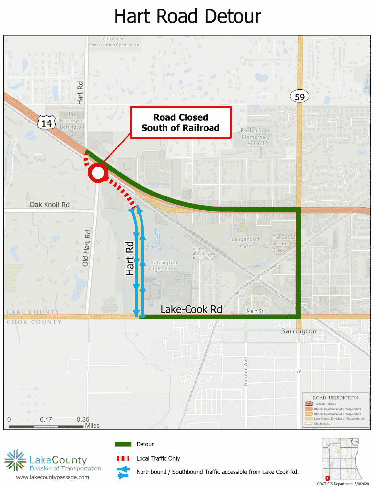 Hart Road Closed Beginning Friday, March 20th Village of Barrington Hills