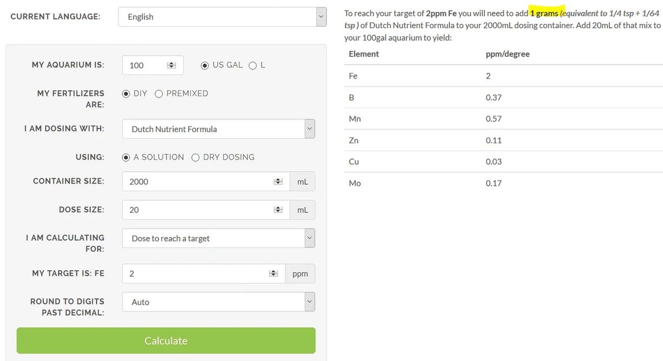 Nutrient Dosing Calculator Page 2 Barr Report Forum Aquarium Plants