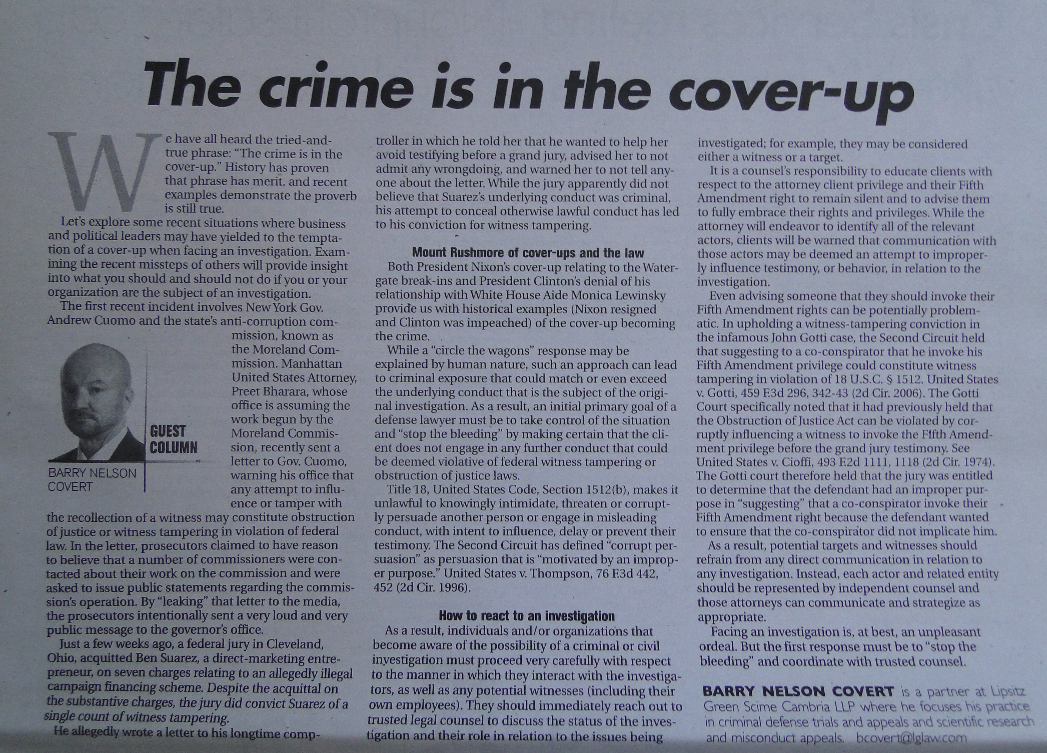 The Crime is in the Cover Up