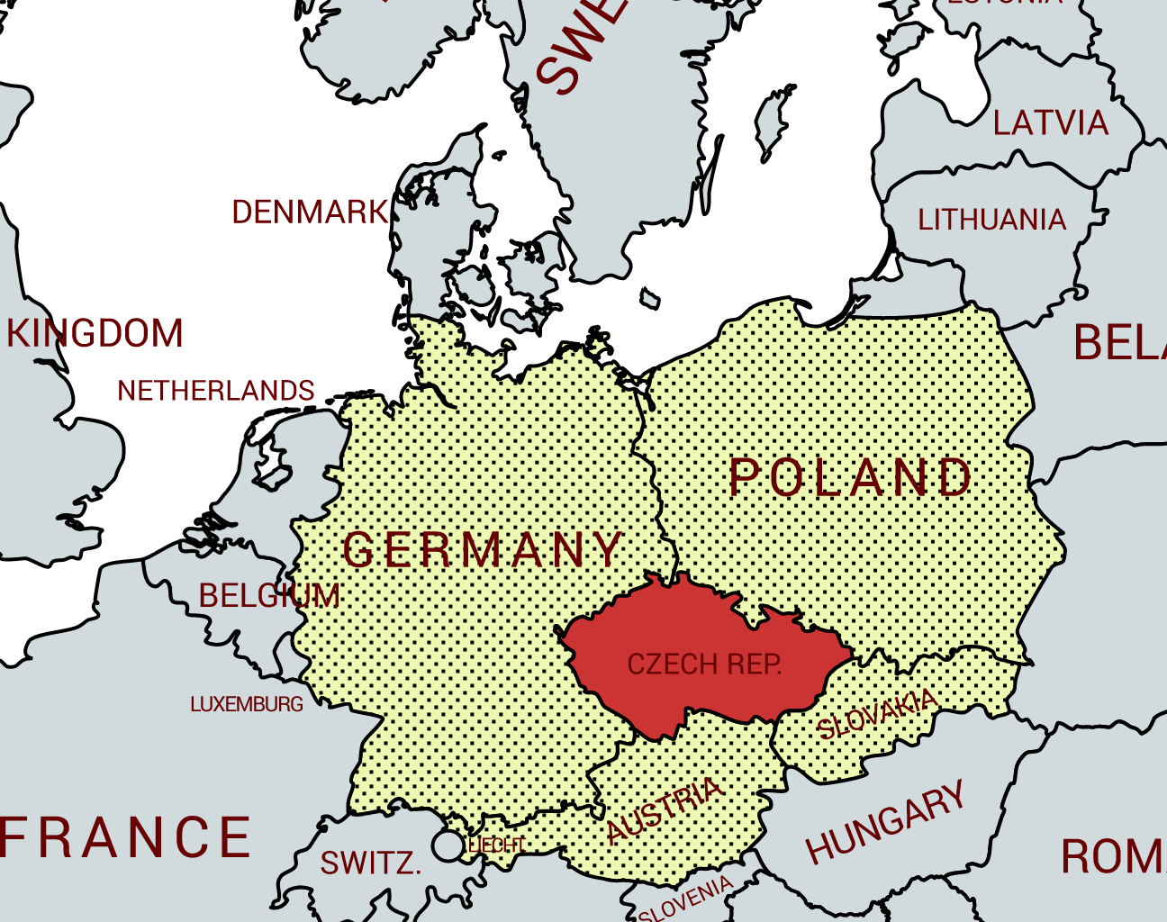 Map Of Germany And Czech Republic Daryn Goldarina