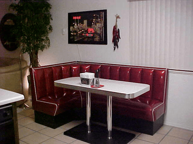 L Shaped Diner Booths, Restaurant, Diner, Kitchen, 1950's