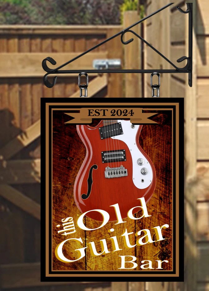 This Old Guitar Bar Personalised Swinging Bar Sign BarSigns UK
