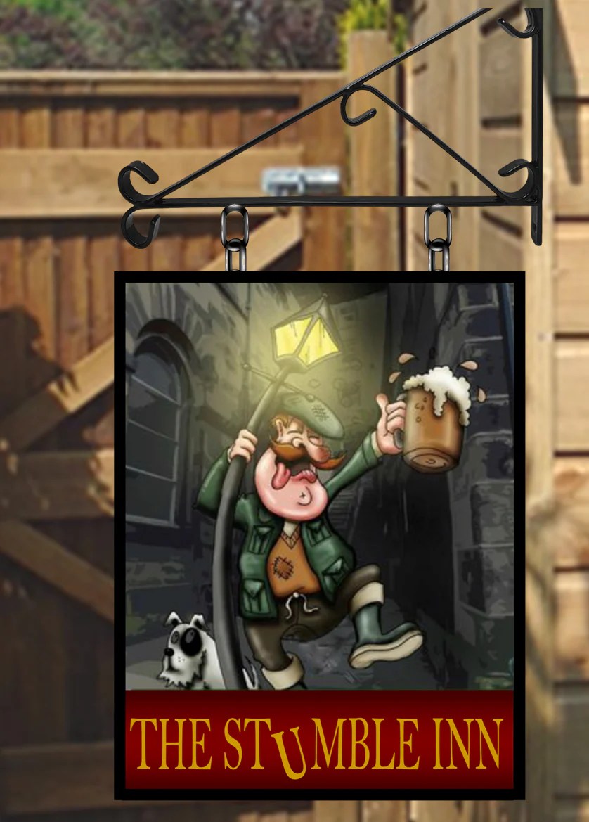The Original Stumble Inn Personalised Swinging Bar Sign BarSigns UK