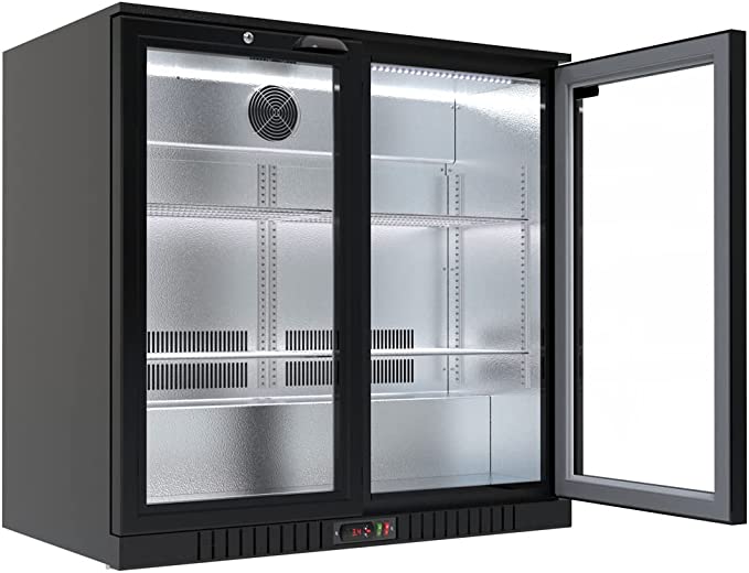 Outdoor Bar Bottle Cooler 2 Hinge Doors (Black)Bar Fridge, Beer Cooler