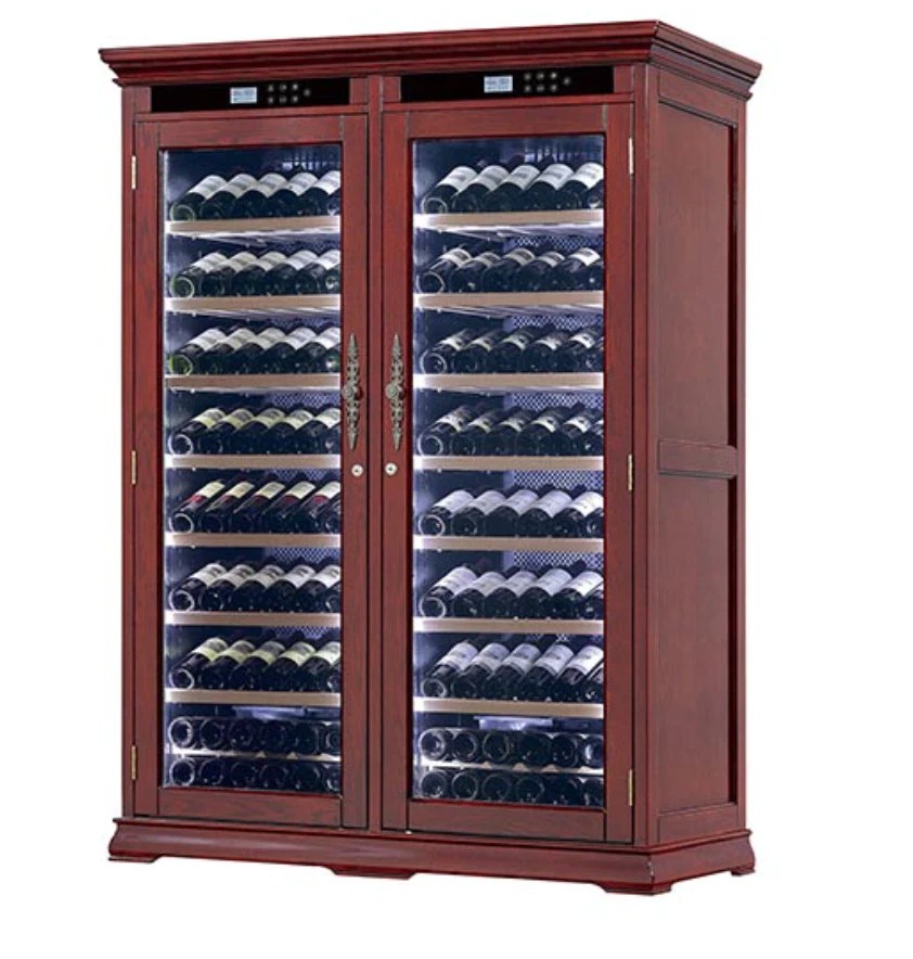Wine Double Door American Oak Wood Bar design , Wine Cooler