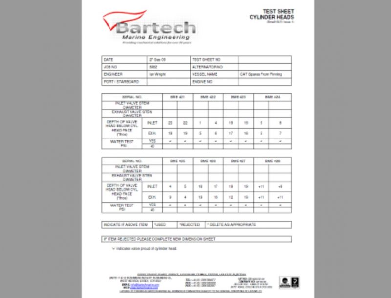 Cat 3516 cylinder head inspection results Bartech