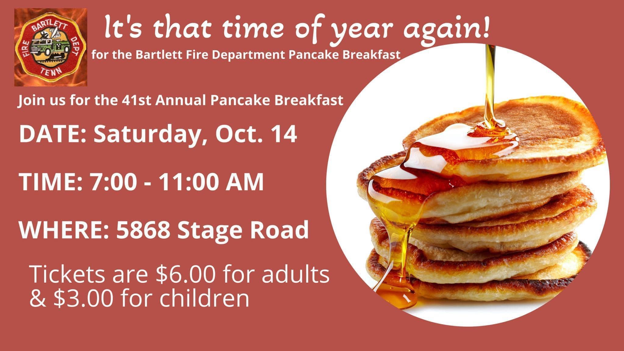 Bartlett Fire Department’s 41st Annual Pancake Breakfast this weekend