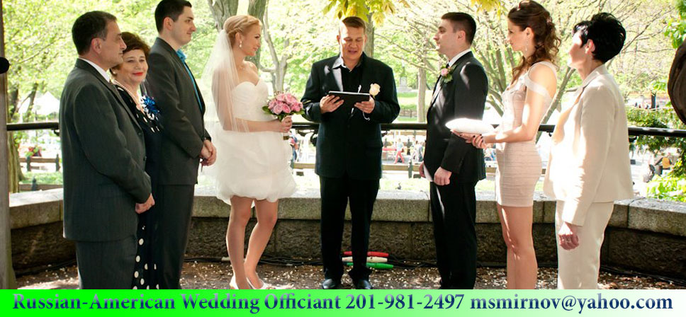 Queens, New York. Russian speaking minister Mikhail, wedding ceremony