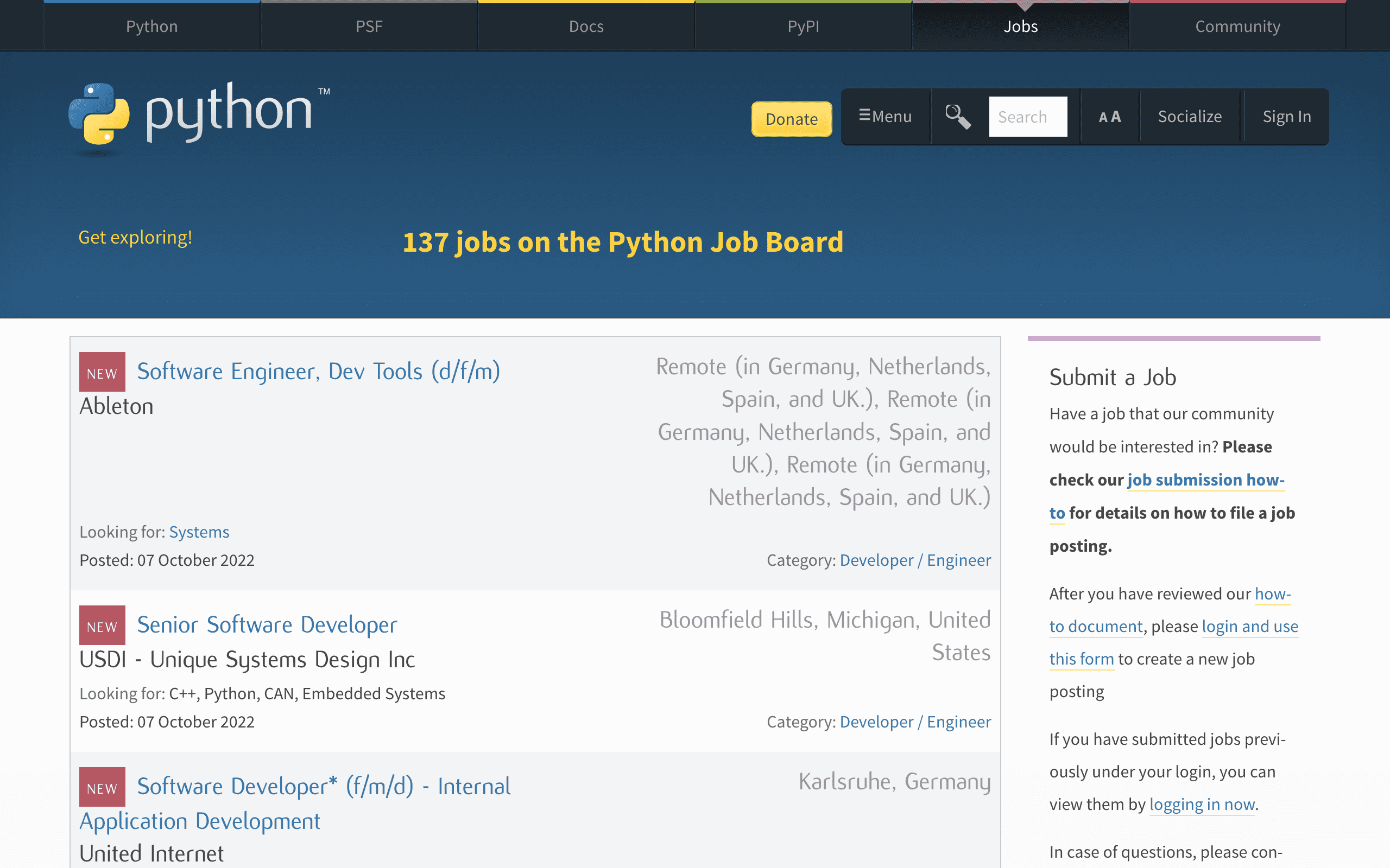 Top 5 sites to Find Your Next Python Job Bas codes