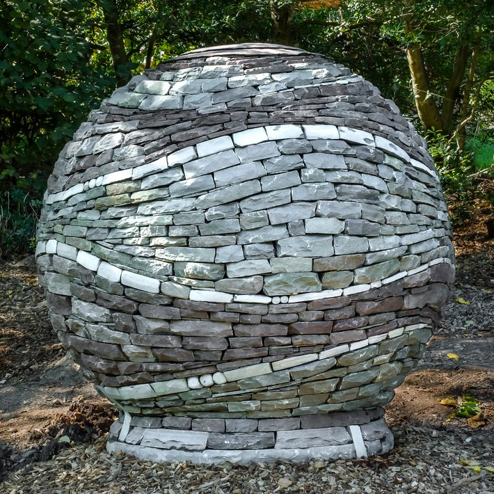 Basalt rebar reinforces stone sculpture concrete foundation Basalt