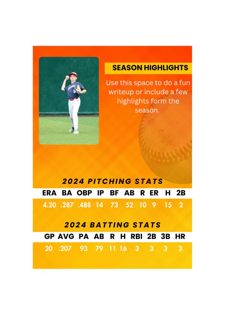 Baseball Card Template 7 Baseball Mode