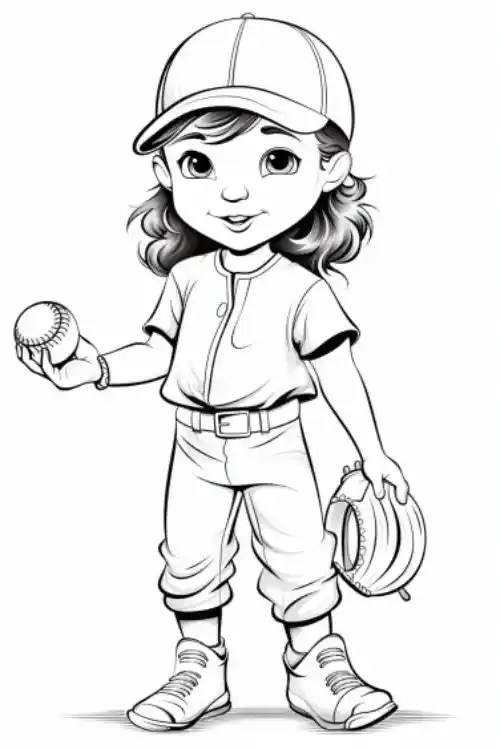 Baseball Girl Colouring Pages For Kids Fun & Free Printable Copy