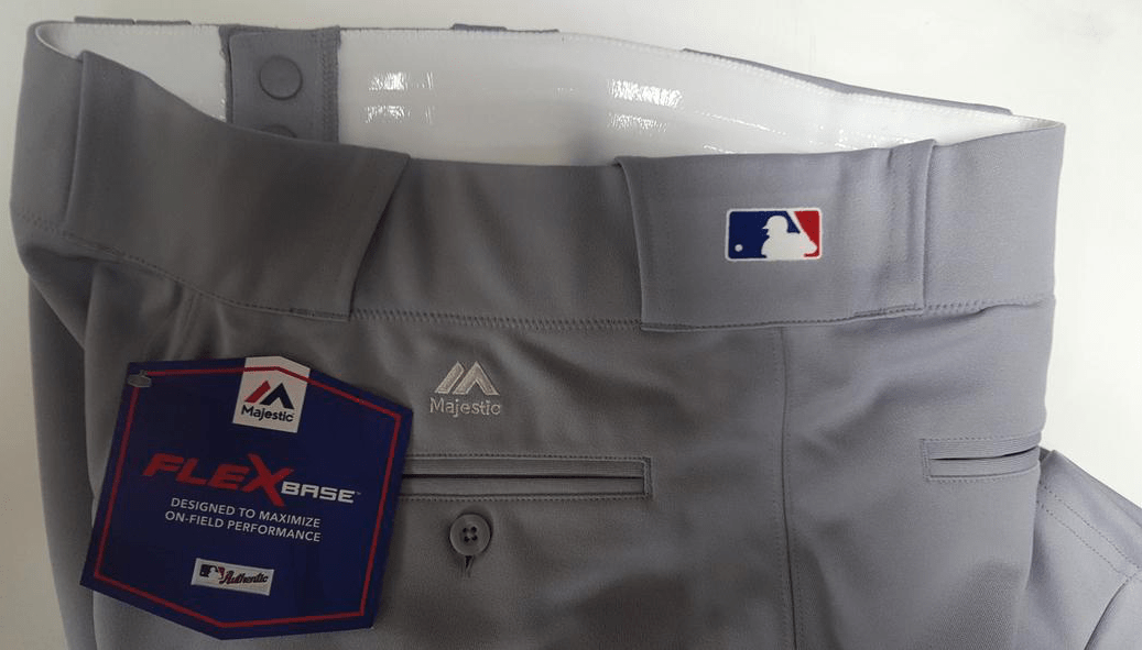 Majestic Pro Flex Base Baseball Pants White with Royal Blue Piping