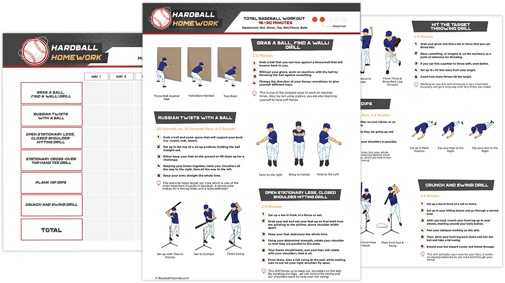 Hardball Homework 11 Printable Workout Plans Baseball Tutorials