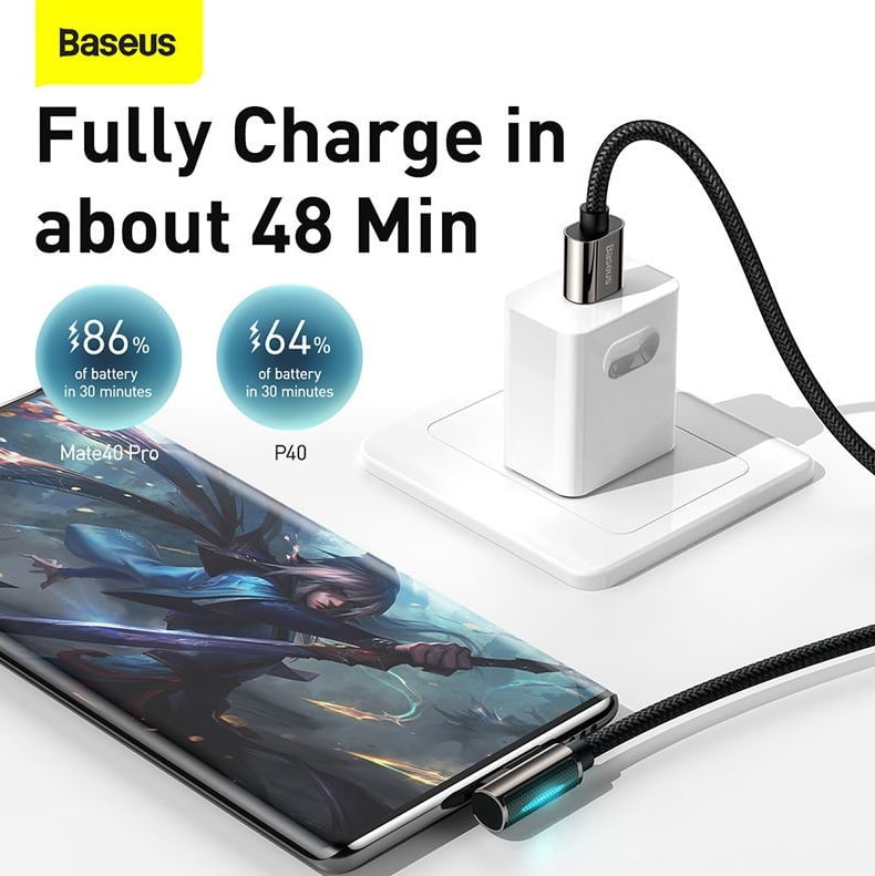 Baseus CACS000503 Legend Series Elbow Fast Charging Data Cable USB to Type-C 66W 2m Blue 7
