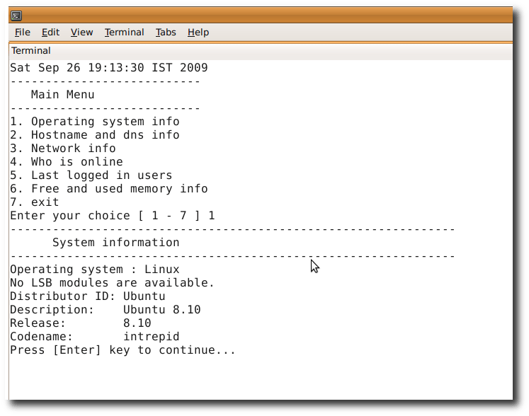 Getting information about your system Linux Bash Shell Scripting