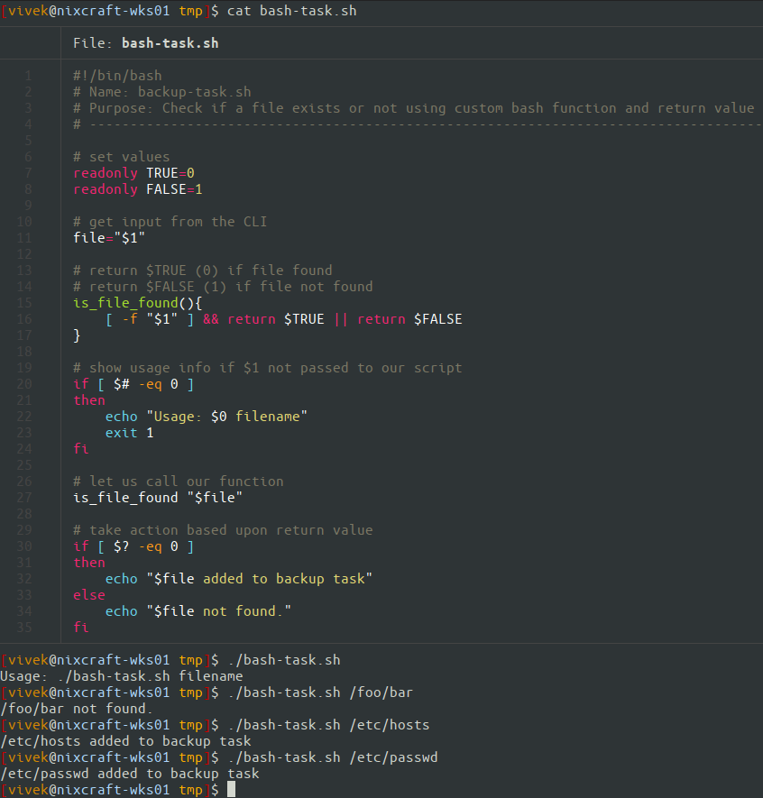 Pass arguments into a function Linux Bash Shell Scripting Tutorial Wiki