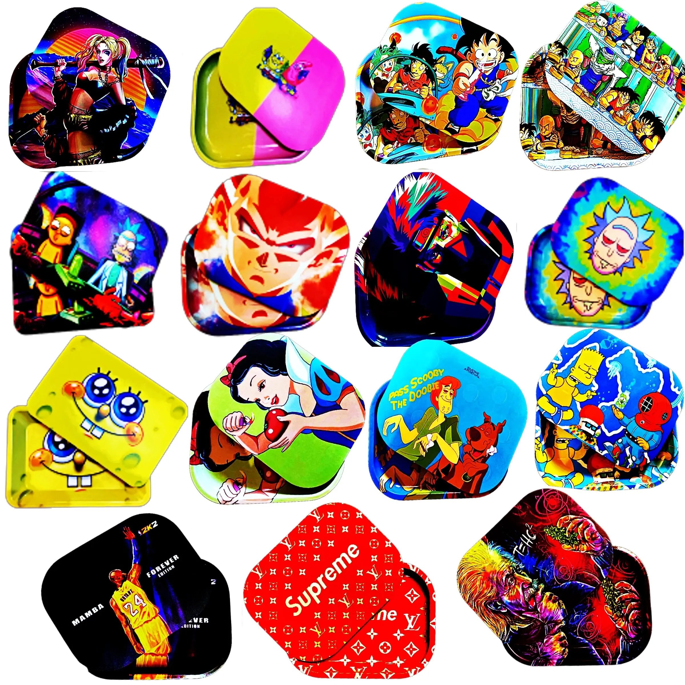 Small Metal Rolling Tray With Lid Mix Design Basha Imports