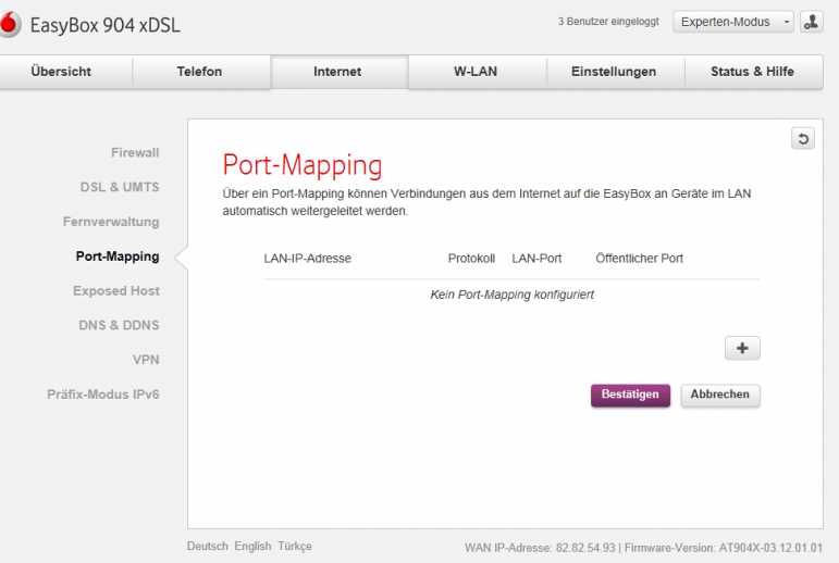 Portforwarding am Beispiel der Vodafone EasyBox 904