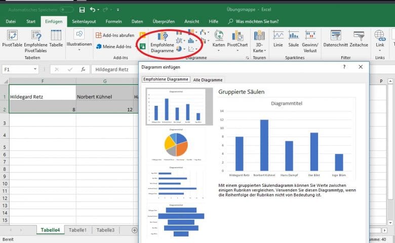 Diagramme erstellen mit Microsoft Excel