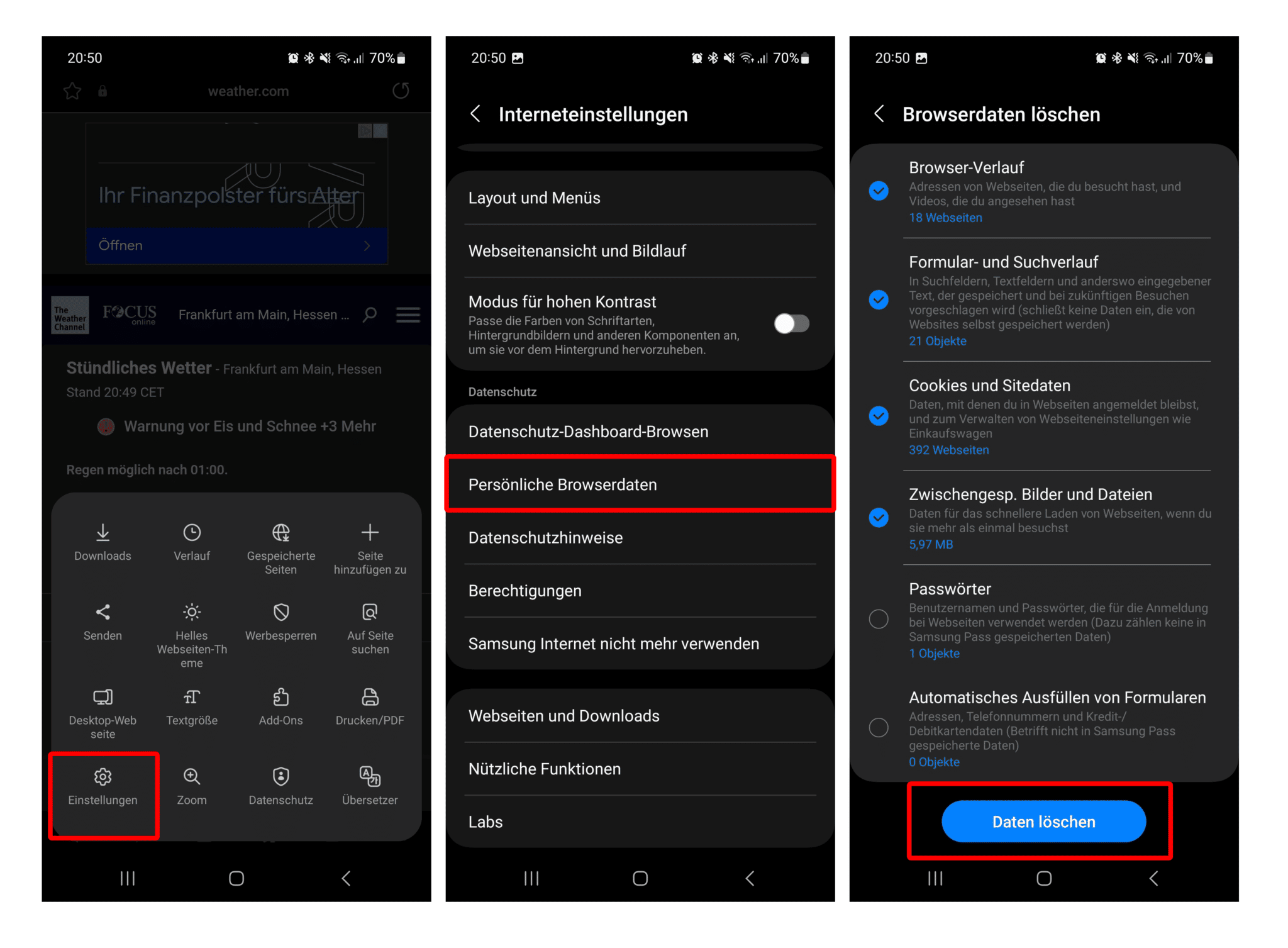 Cookies löschen & Cache leeren auf deinem SamsungHandy