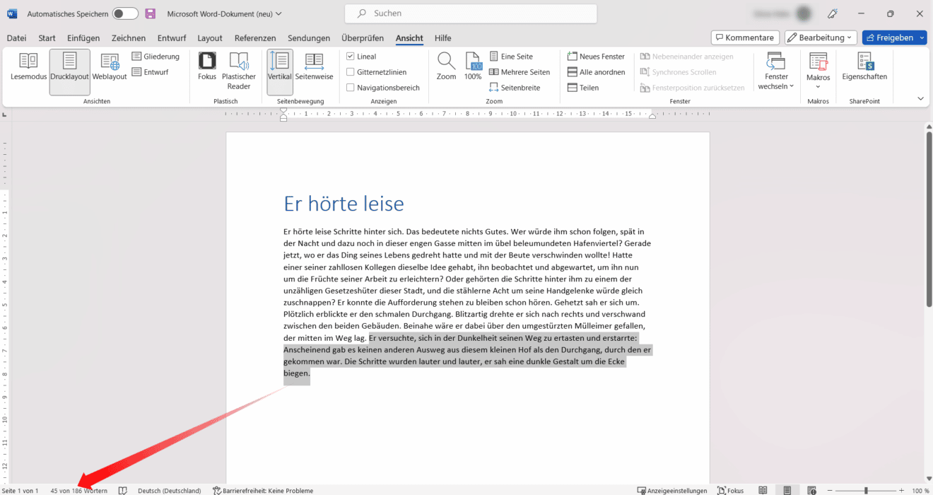 So lassen sich in Word Zeichen zählen