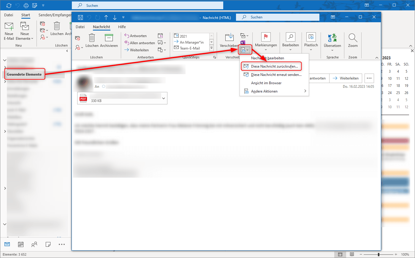 Outlook Nachrichten zurückrufen so klappt es