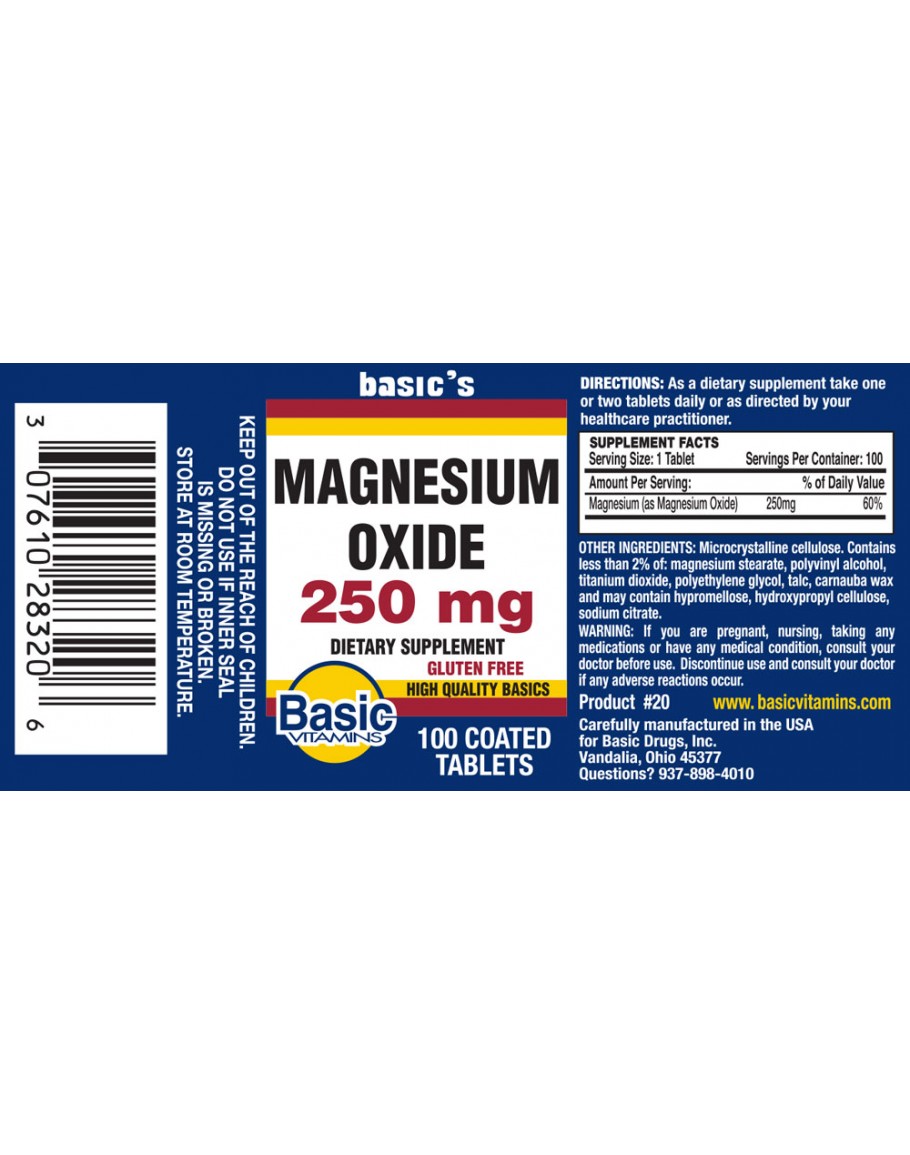 MAGNESIUM OXIDE 250mg.Tablets