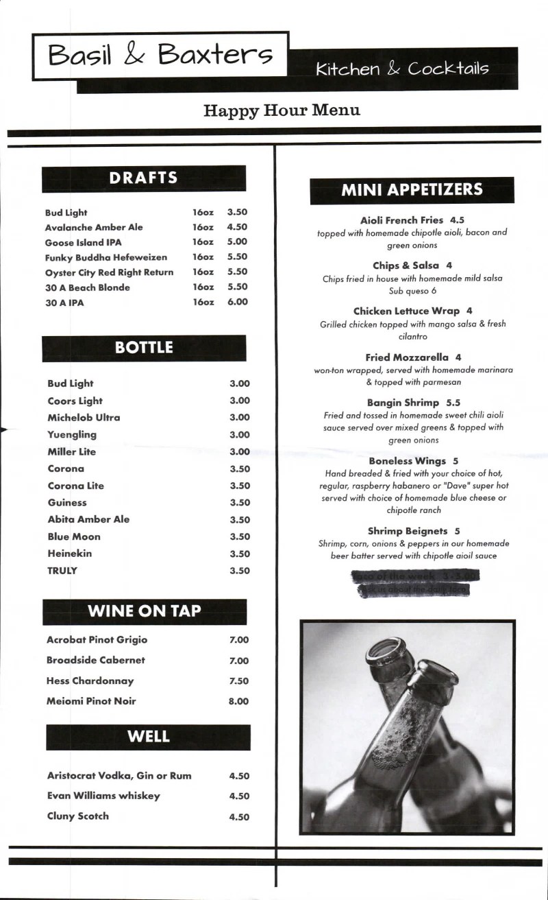 Drinks Menu PDF At Basil & Baxter’s Basil & Baxter's Resturant