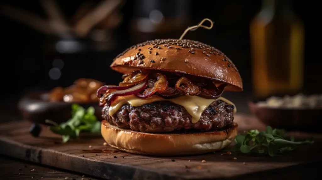 FFNW Grilled Blue Cheese & Bacon Burgers with Caramelized Onions