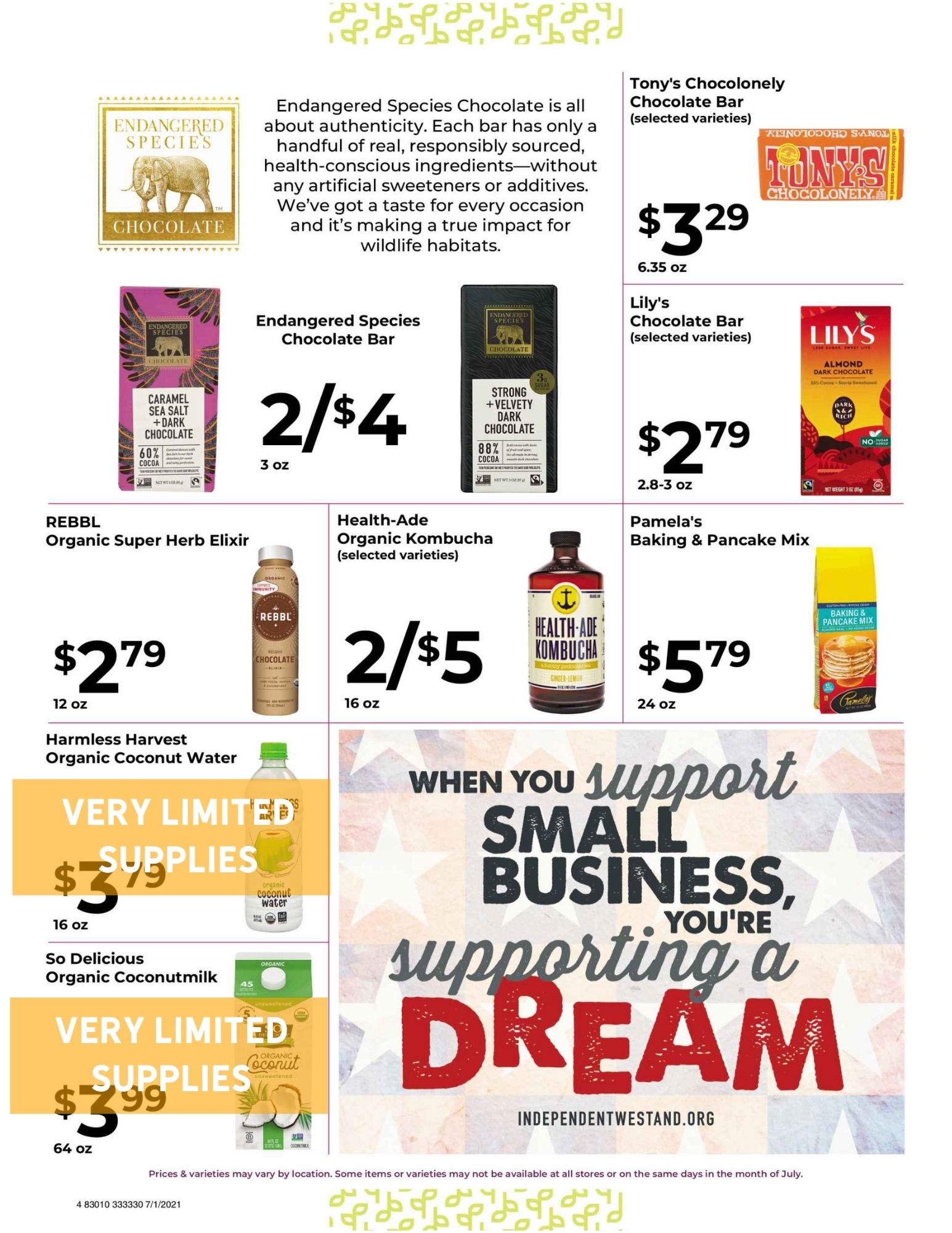 Basil Bandwagon Natural Market Monthly Sales Flyer