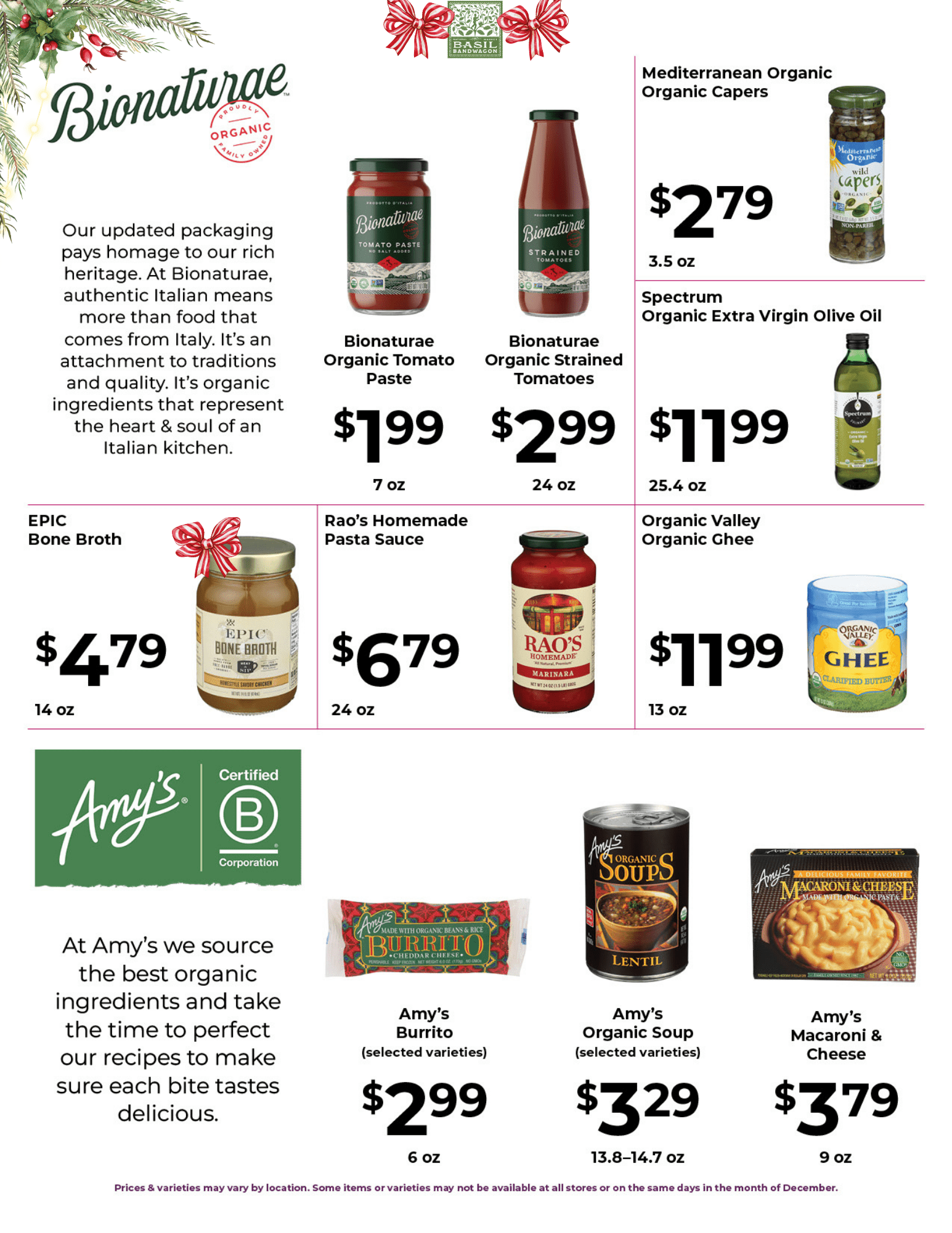 Basil Bandwagon Natural Market Monthly Sales Flyer
