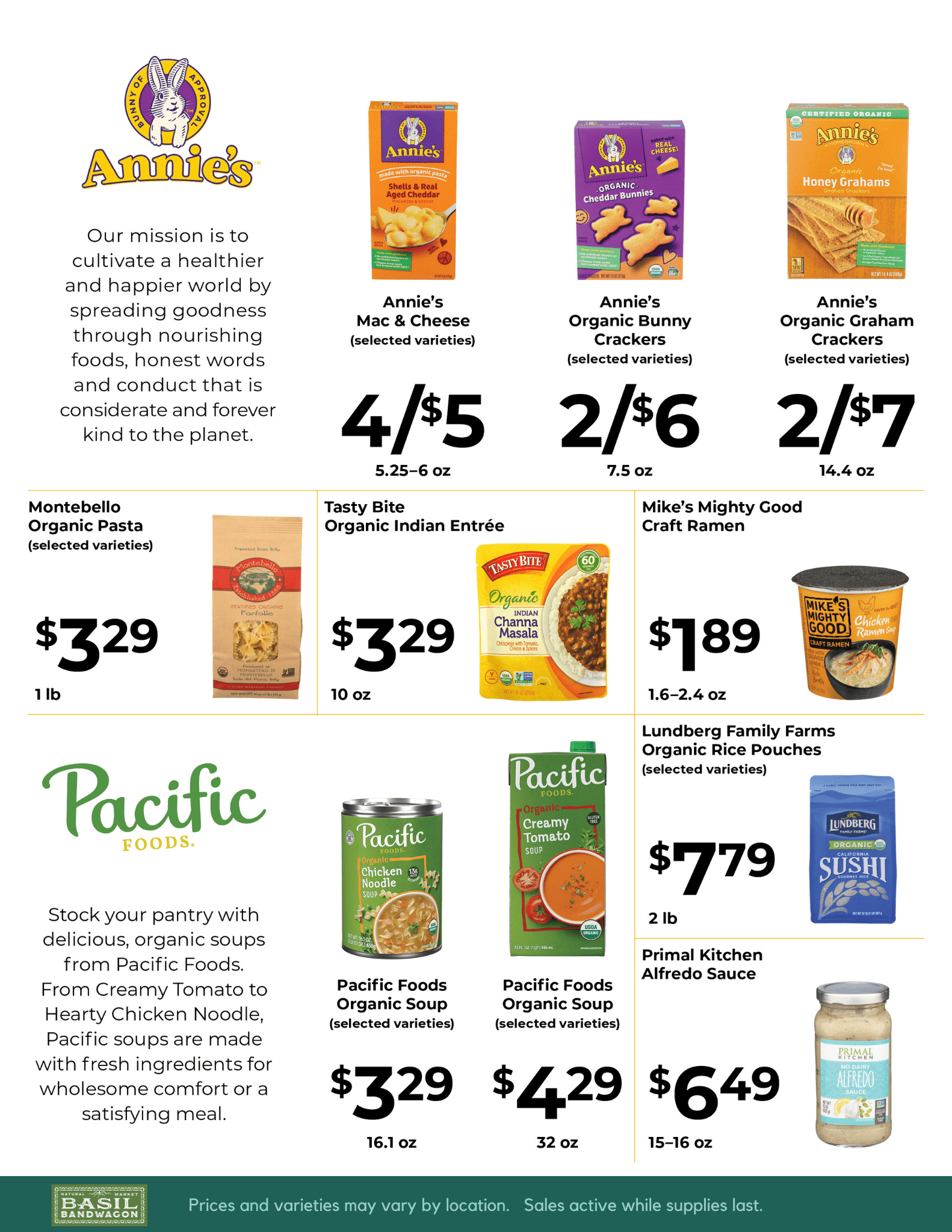 Basil Bandwagon Natural Market Monthly Sales Flyer