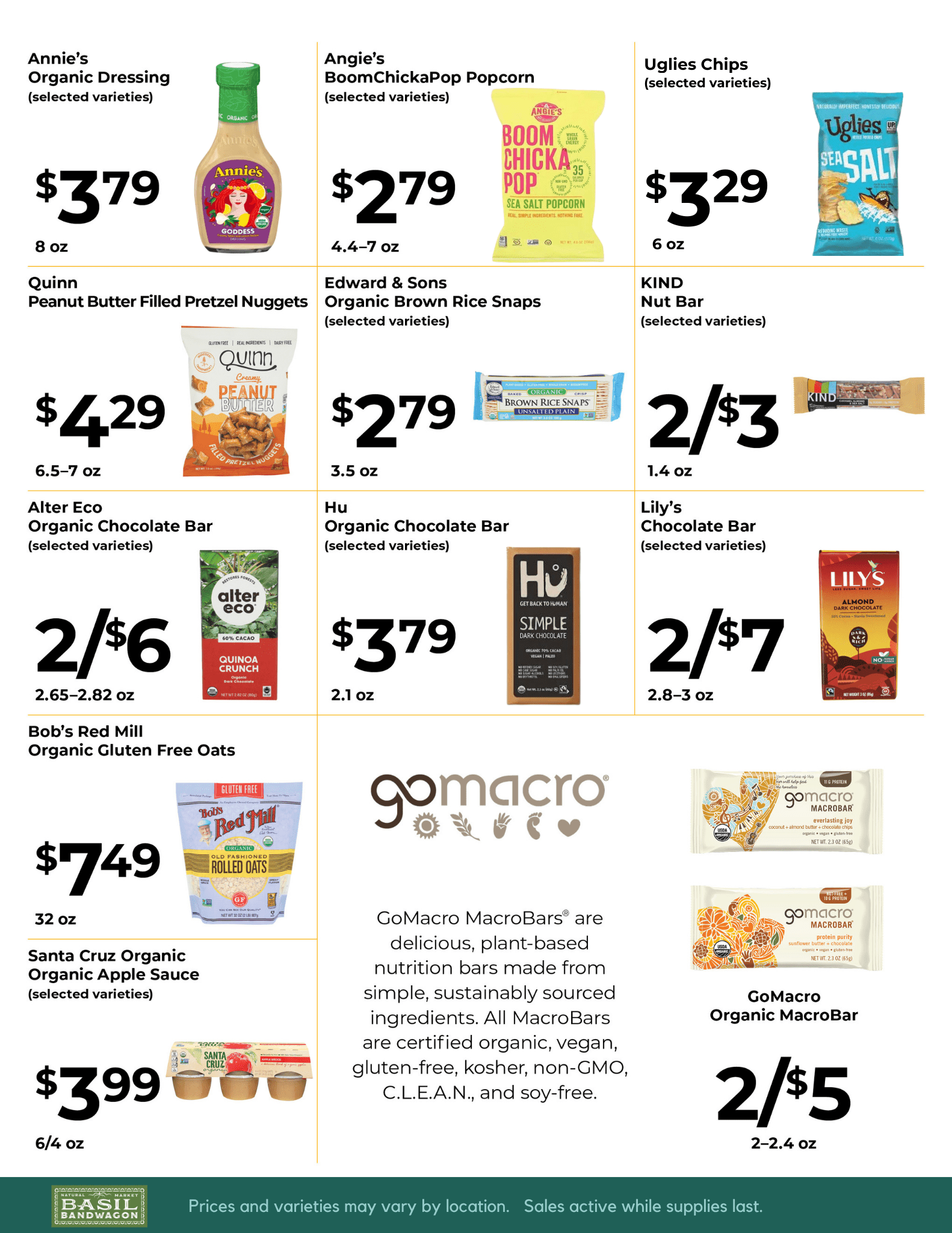 Basil Bandwagon Natural Market Monthly Sales Flyer