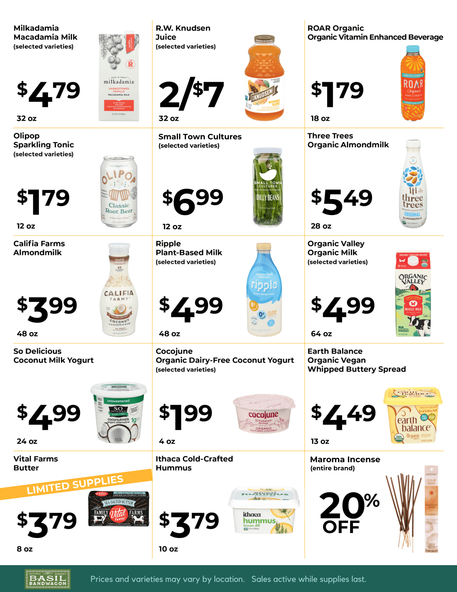 Basil Bandwagon Natural Market Monthly Sales Flyer