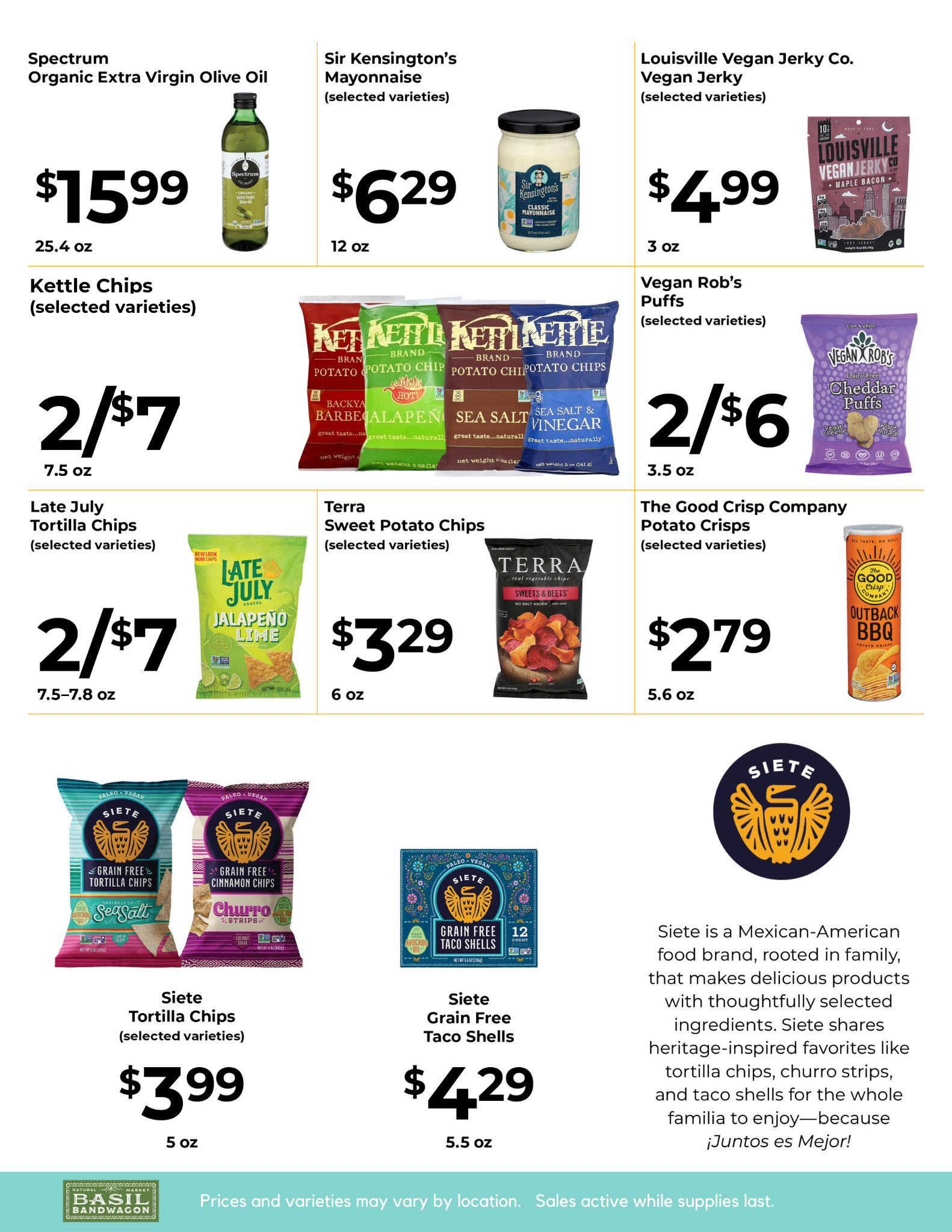 Basil Bandwagon Natural Market Monthly Sales Flyer