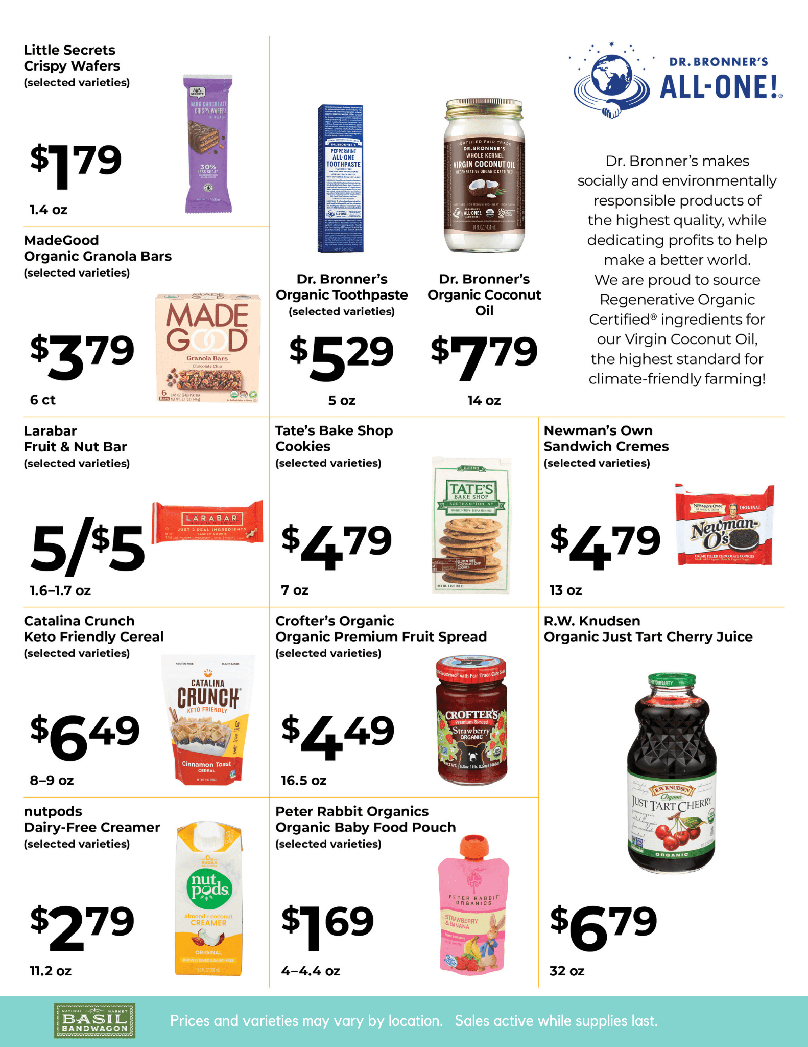 Basil Bandwagon Natural Market Monthly Sales Flyer