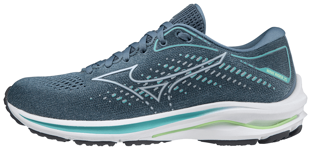Mizuno Wave Rider 25 dame Grå/turkis str 38 Basisfot