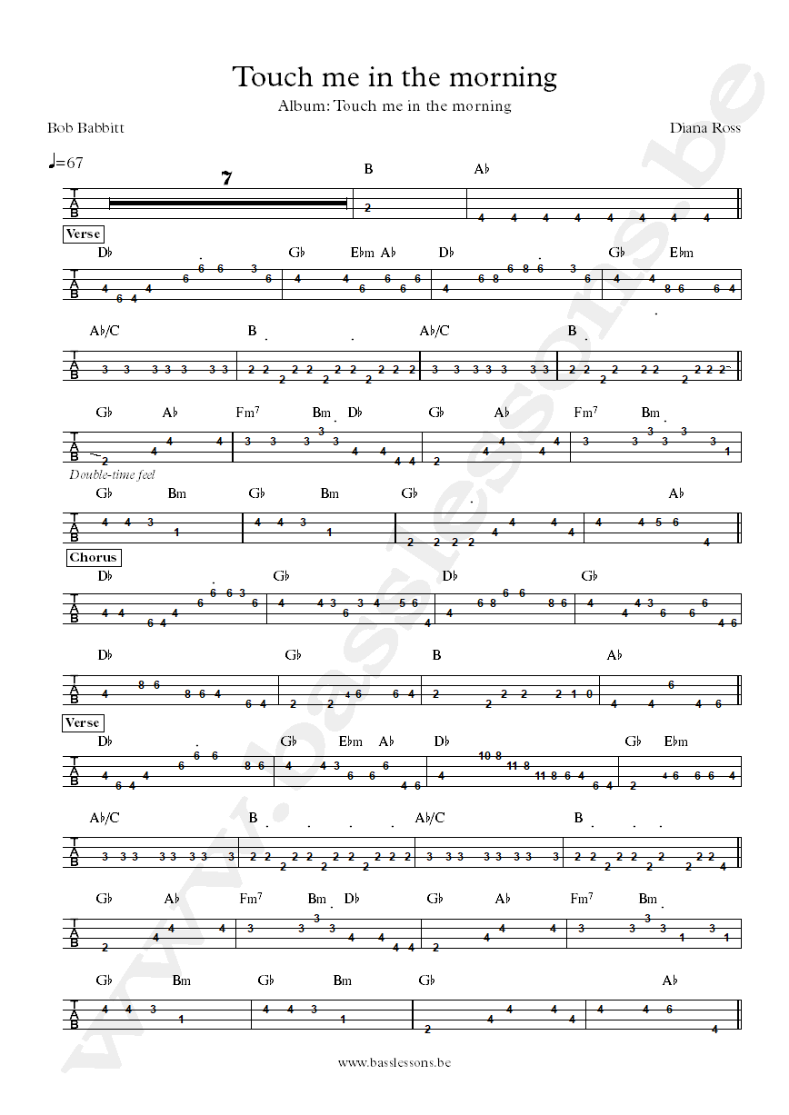 Diana Ross Touch me in the Morning Bas Transcriptie Bob Babbitt