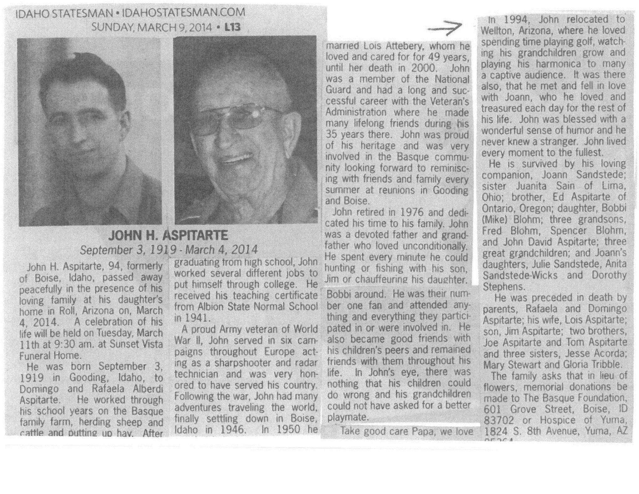 Obituaries The Basque Museum & Cultural Center Boise, ID