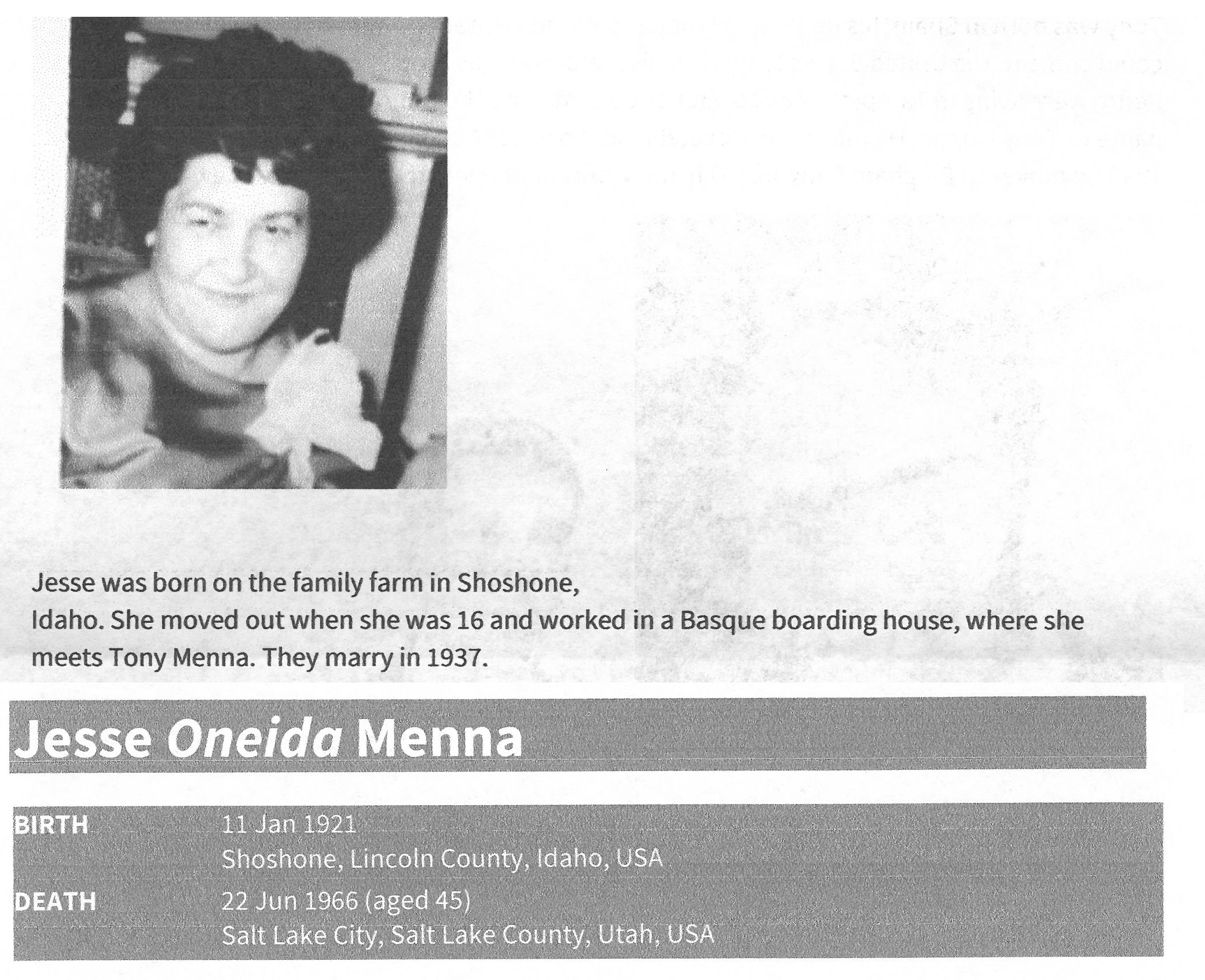 Jesse (Oneida) Menna The Basque Museum & Cultural Center Boise, ID