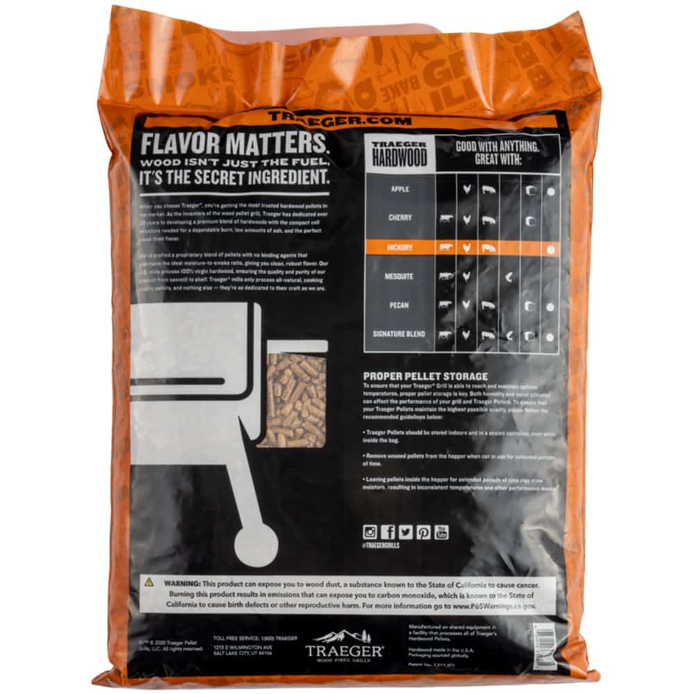 Traeger Hickory BBQ Wood Pellets Bassemiers