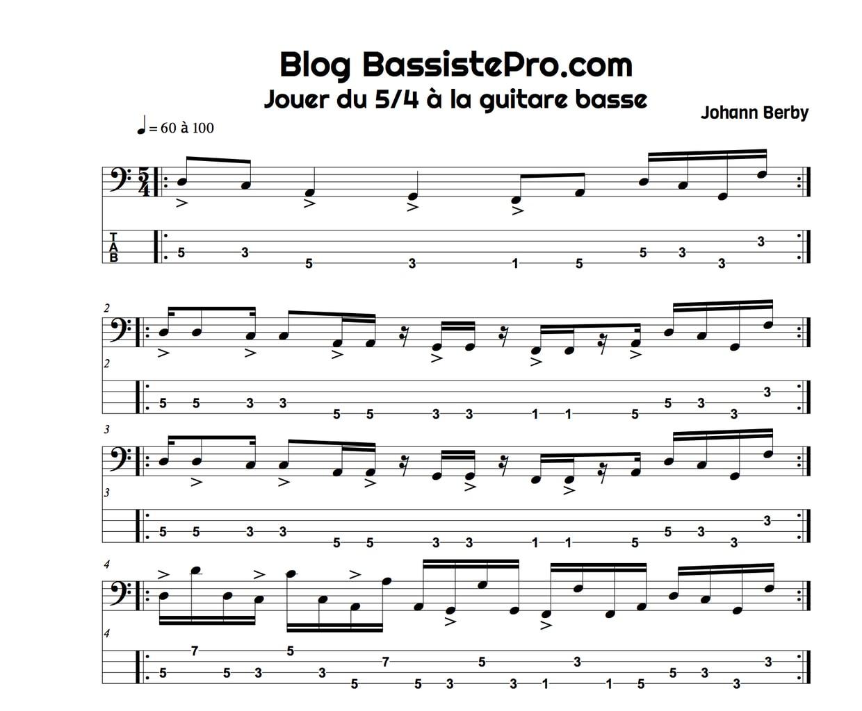 5 temps à la guitare basse Cours de basse