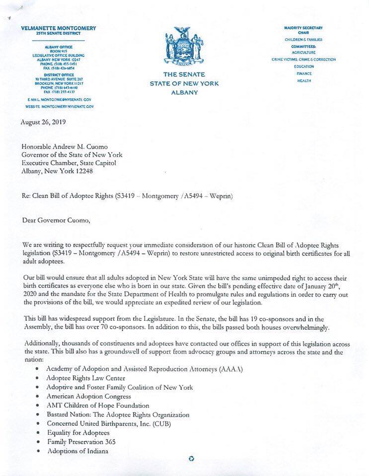 Montgomery/Weprin Letter to Andew Cuomo regarding A5494/HB3419