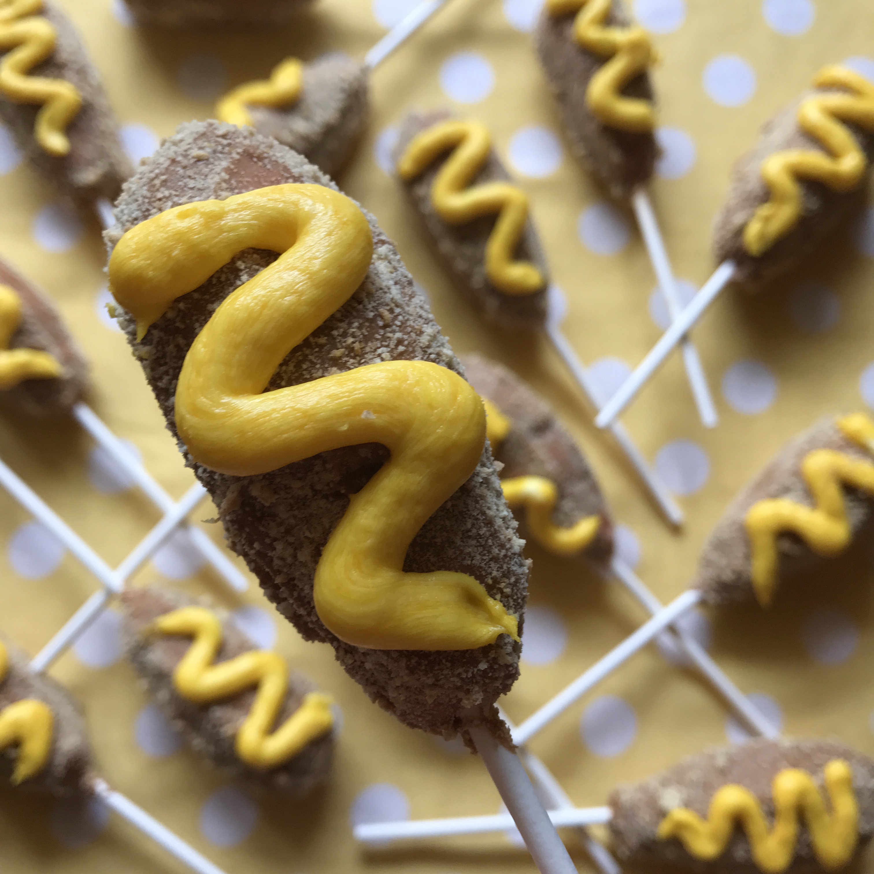 Corn Dog Cake Pops • baste cut fold