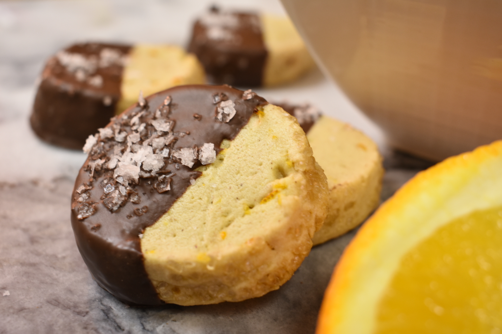 ChocolateDipped Orange Shortbread Cookies • baste cut fold