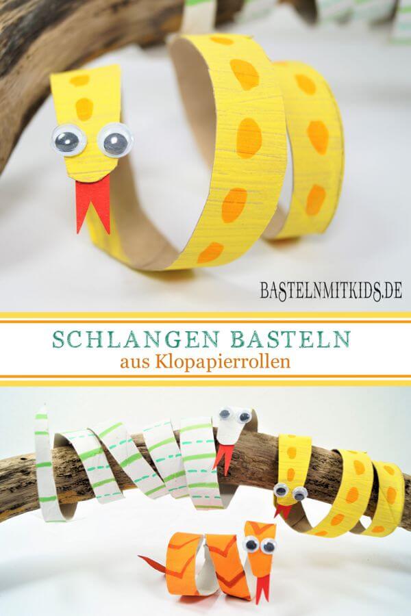Schlangen basteln für Fasching im Kindergarten Bastelnmitkids