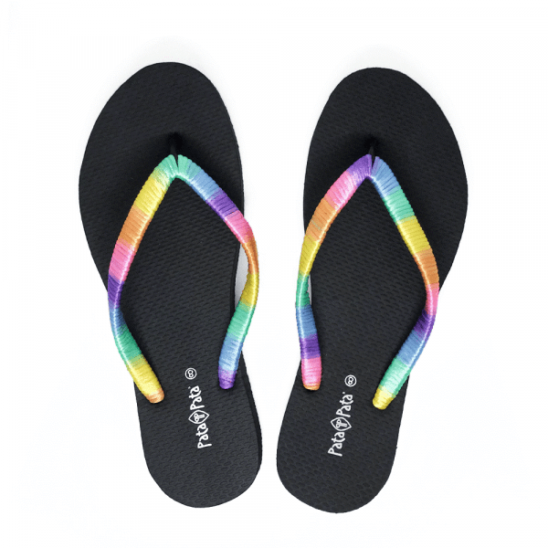 Bata Ladies rainbow strap Rubber Flip Flop Rainbow Black bata.lk