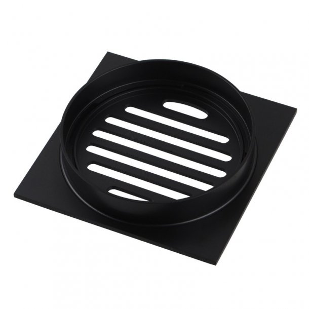 Square Black Brass Floor Waste Shower Grate Drain Outlet 100mm BatheX