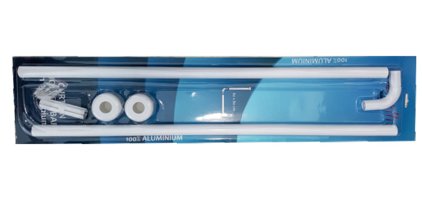 RV009 WHITE CORNER SHOWER CURTAIN RAIL 80x80CM BathLine